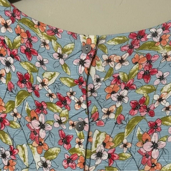 J Jill women’s size XL Blue Floral Jersey Short Sleeve Layered Dress pockets - Picture 4 of 11